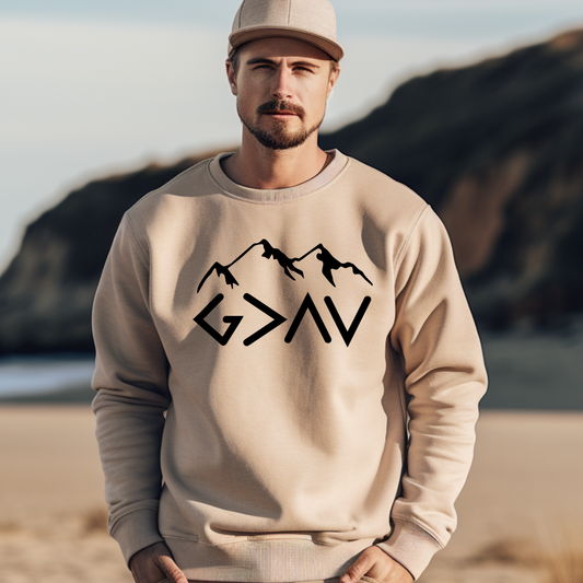 God Is Greater Than The Highs And Lows Men's Christian Sweatshirt (3 colors)