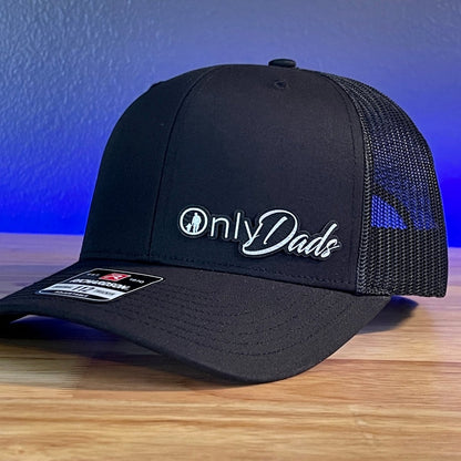 Only Dads Funny Leather Patch Hat Black/Black Patch Hat