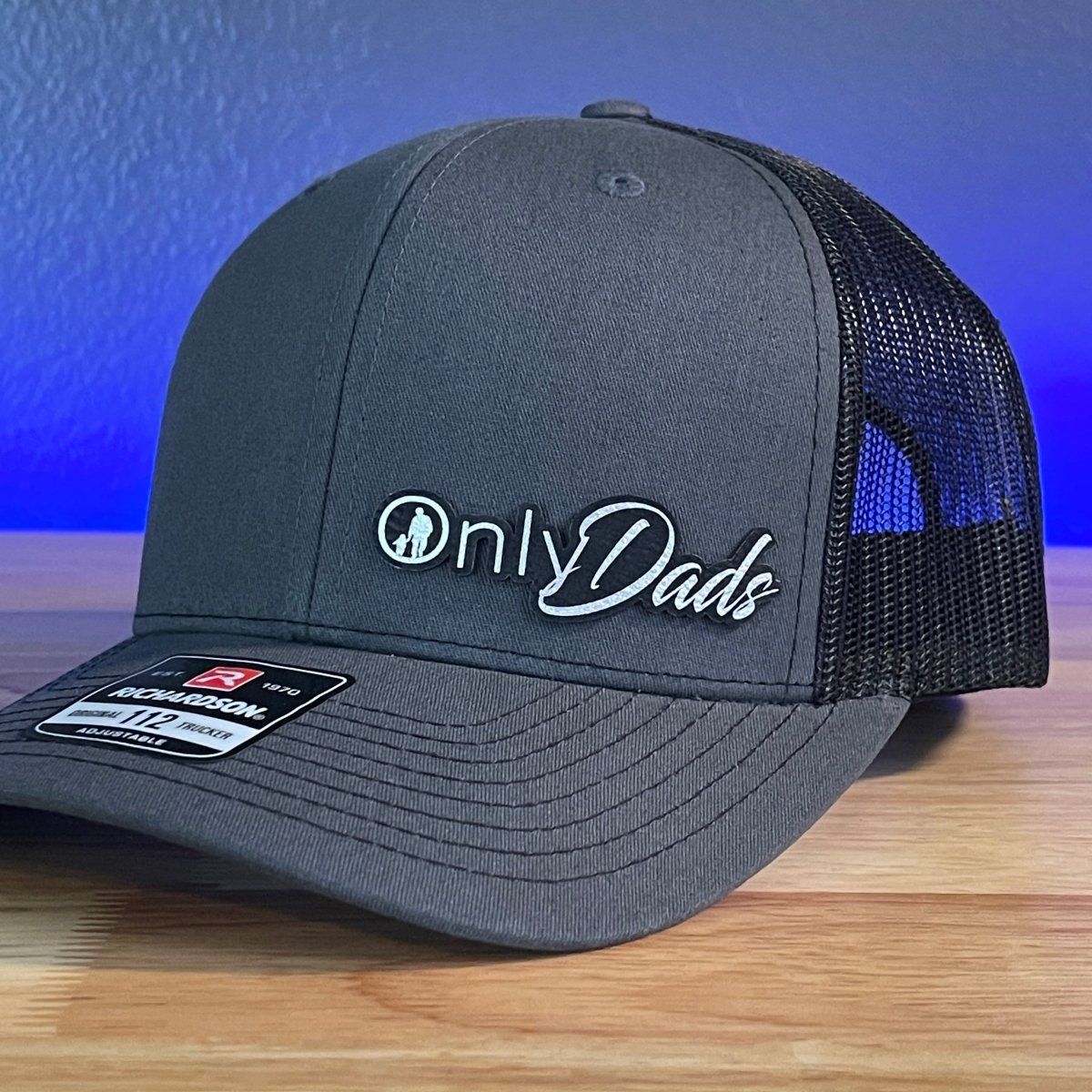 Only Dads Funny Leather Patch Hat Charcoal/Black Patch Hat