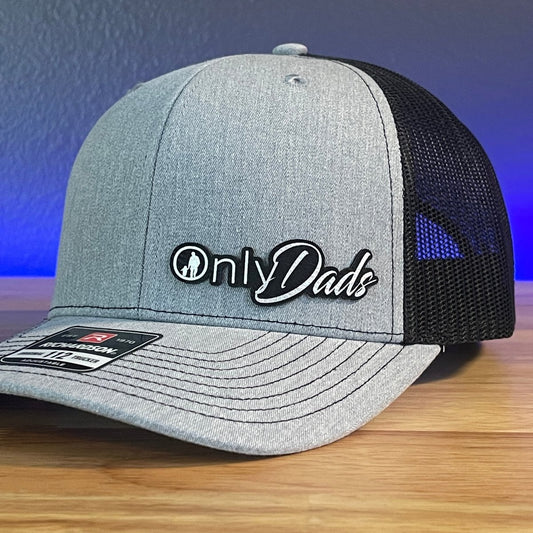 Only Dads Funny Side Leather Patch Hat Black/Silver Patch Hat