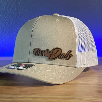 Only Dads Funny Side Leather Patch Hat Khaki/White Patch Hat