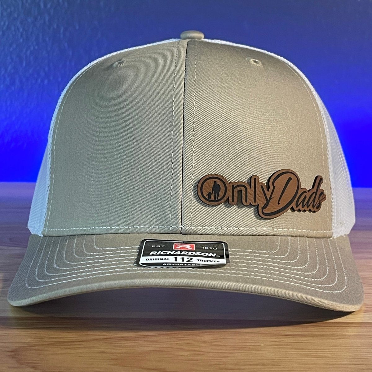 Only Dads Funny Side Leather Patch Hat Khaki/White Patch Hat