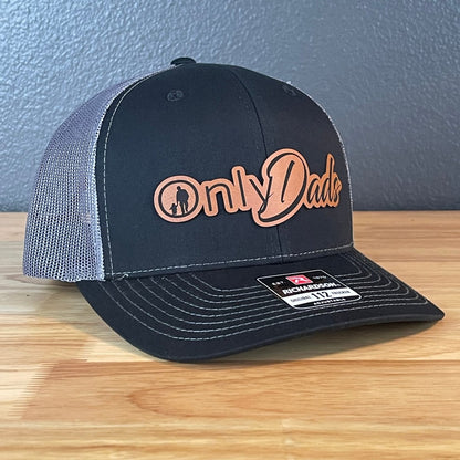 Only Dads Funny SnapBack Trucker Leather Patch Hat Black/Charcoal Patch Hat