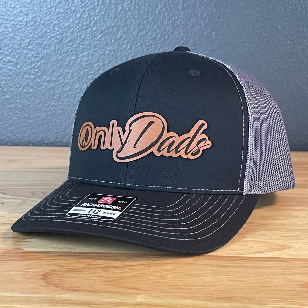 Only Dads Funny SnapBack Trucker Leather Patch Hat Black/Charcoal Patch Hat