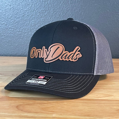 Only Dads Funny SnapBack Trucker Leather Patch Hat Black/Charcoal Patch Hat