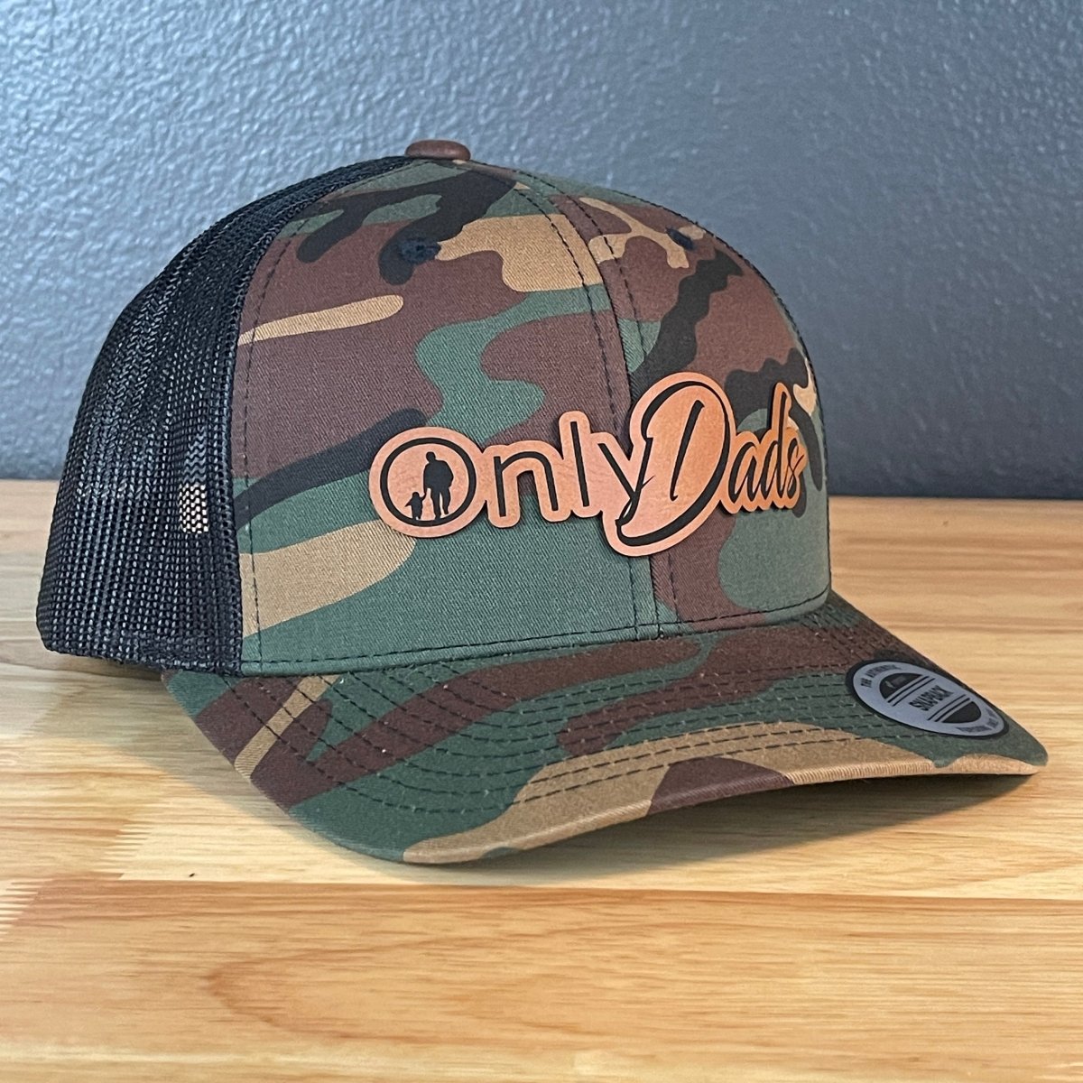 Only Dads Funny SnapBack Trucker Leather Patch Hat Camo/Black Patch Hat