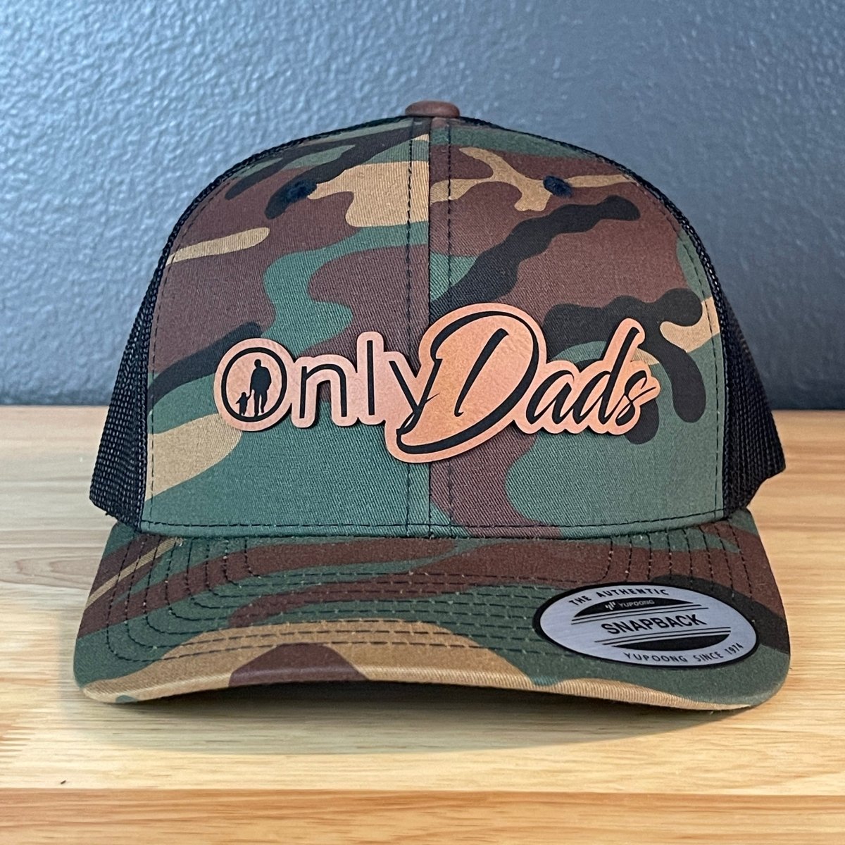 Only Dads Funny SnapBack Trucker Leather Patch Hat Camo/Black Patch Hat