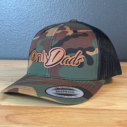 Only Dads Funny SnapBack Trucker Leather Patch Hat Camo/Black Patch Hat