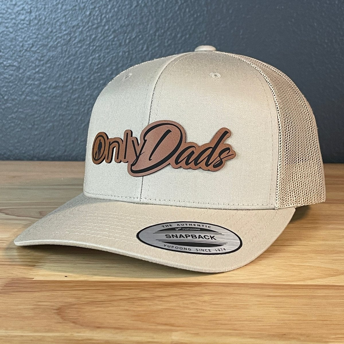 Only Dads Funny SnapBack Trucker Leather Patch Hat Khaki Patch Hat