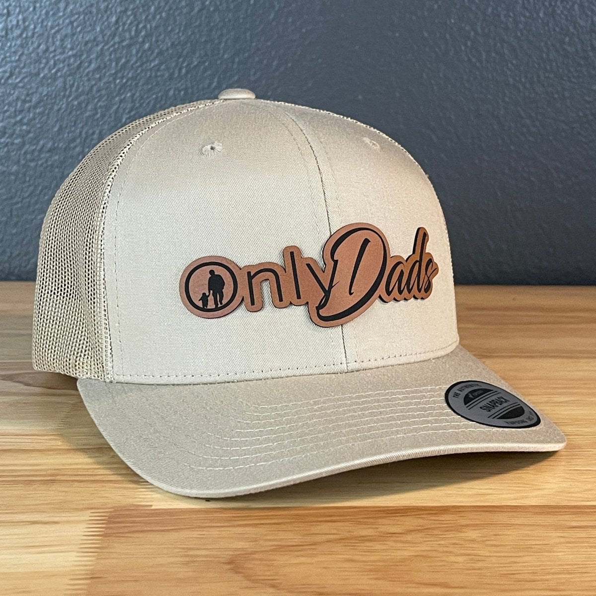 Only Dads Funny SnapBack Trucker Leather Patch Hat Khaki Patch Hat