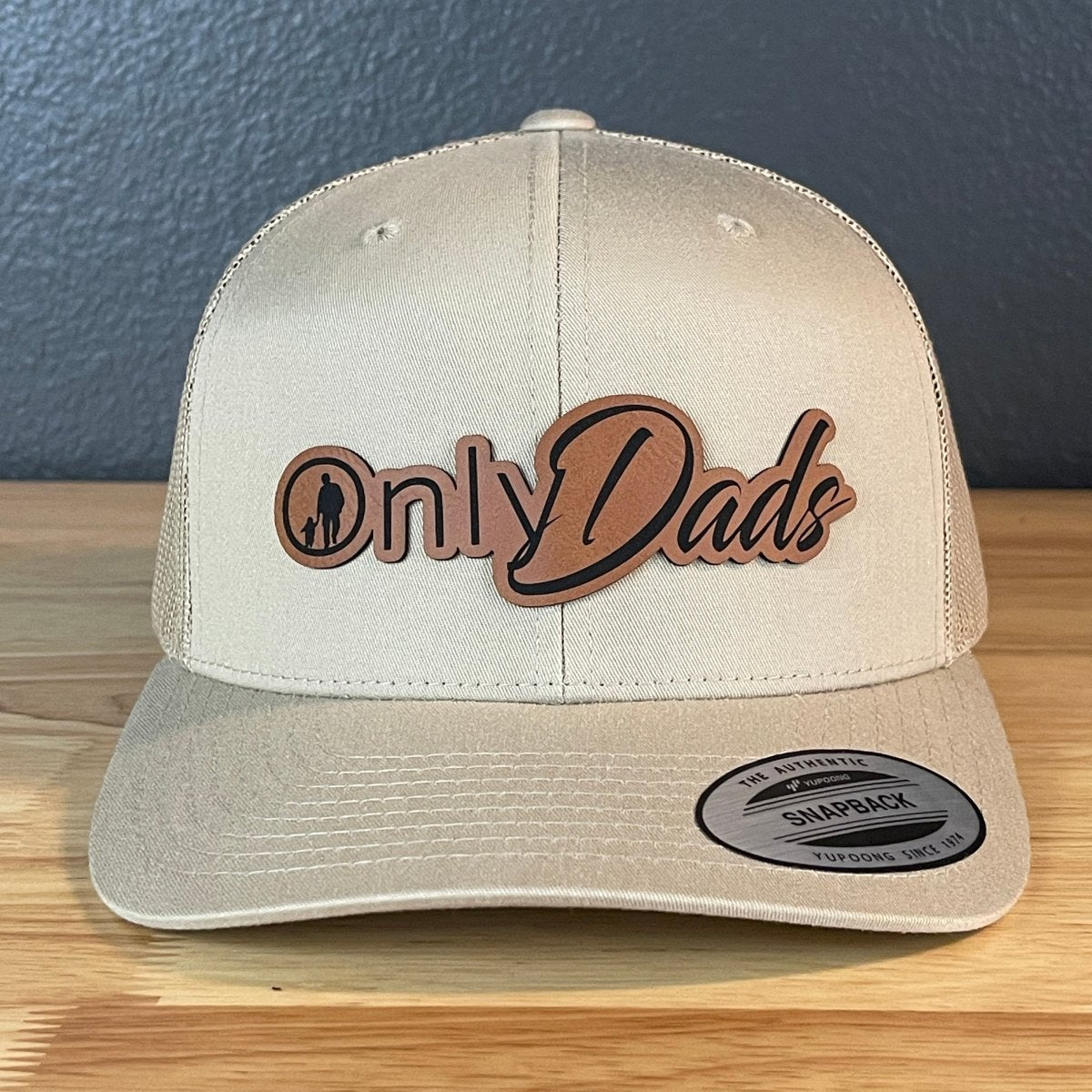 Only Dads Funny SnapBack Trucker Leather Patch Hat Khaki Patch Hat