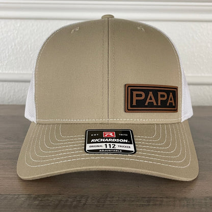 PAPA Side Leather Patch Hat Khaki Patch Hat - VividEditions