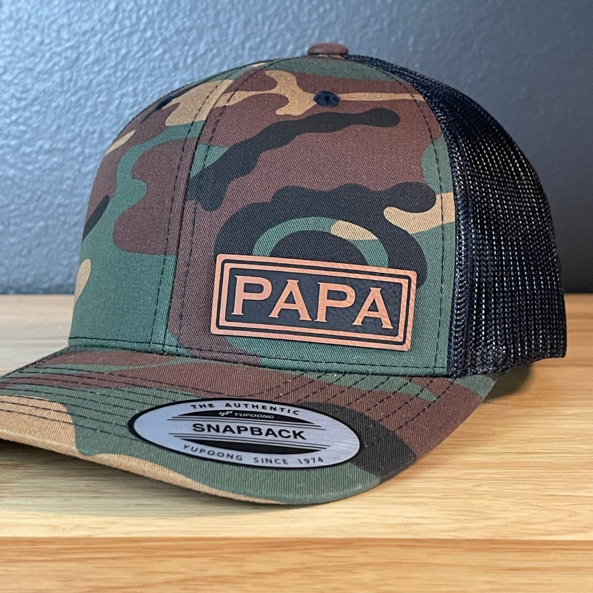 PAPA SnapBack Side Leather Patch Hat Patch Hat