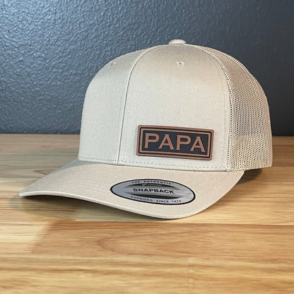 PAPA SnapBack Side Leather Patch Hat Patch Hat