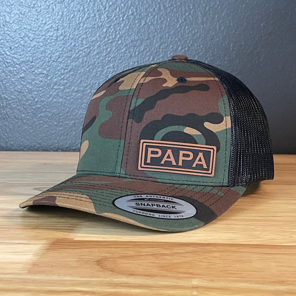 PAPA SnapBack Side Leather Patch Hat Patch Hat