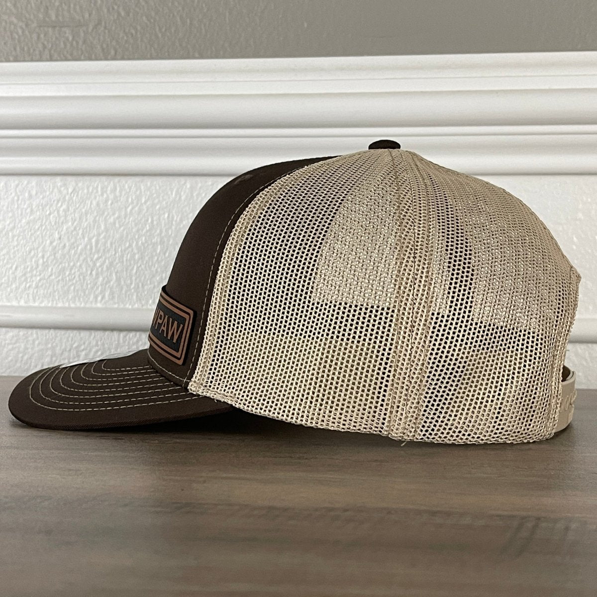PAWPAW Side Leather Patch Hat Brown Patch Hat - VividEditions