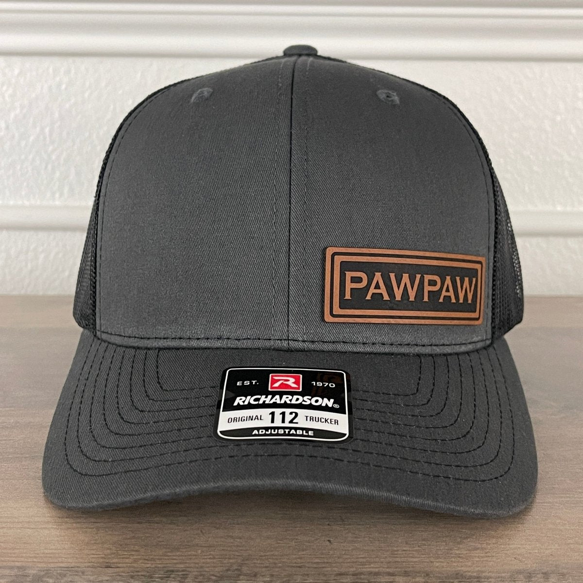 PAWPAW Side Leather Patch Hat Charcoal/Black Patch Hat - VividEditions