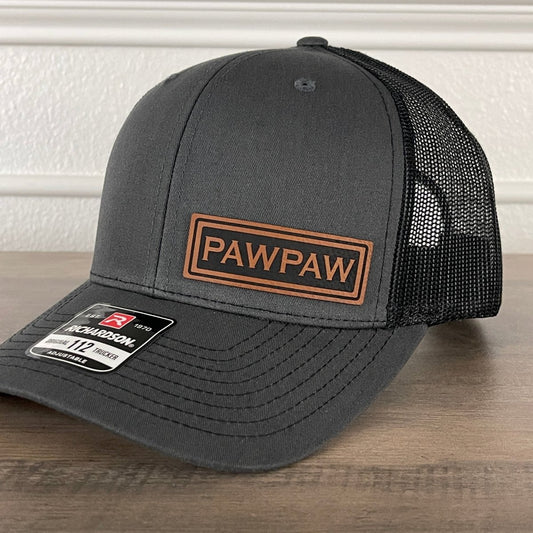 PAWPAW Side Leather Patch Hat Charcoal/Black Patch Hat - VividEditions