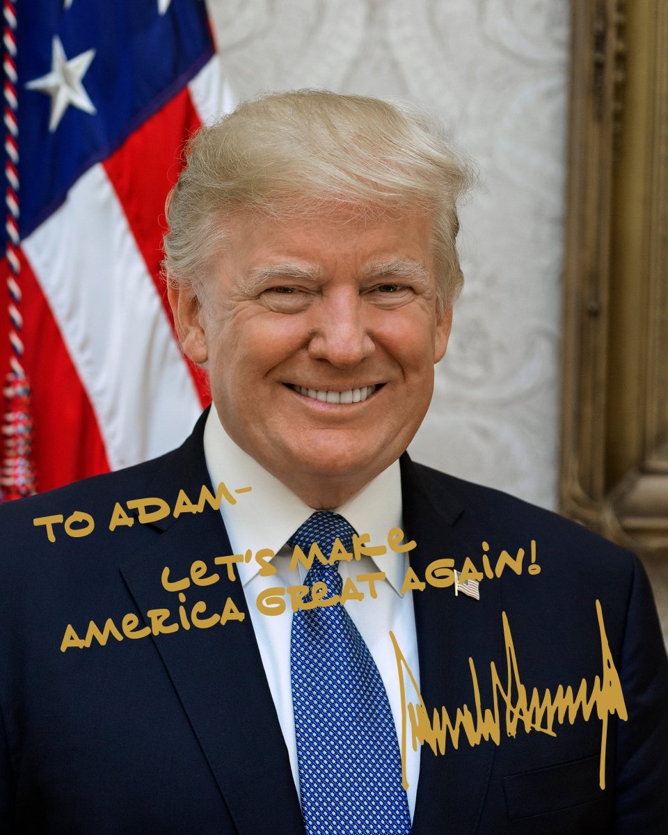 Personalized President Donald J. Trump Autographed Photo with Custom Message Print - VividEditions