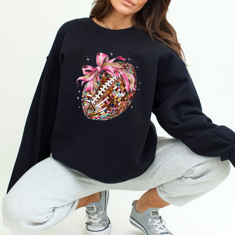 Pink Bow Football Sweatshirt Coquette Sweater Sweater