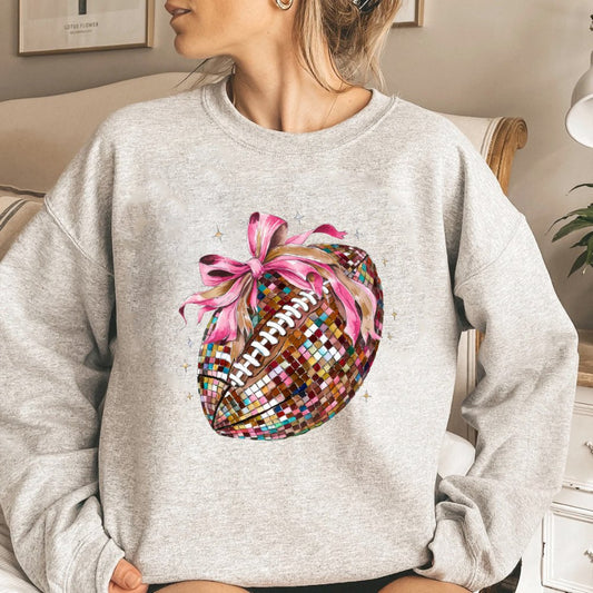 Pink Bow Football Sweatshirt Coquette Sweater Sweater