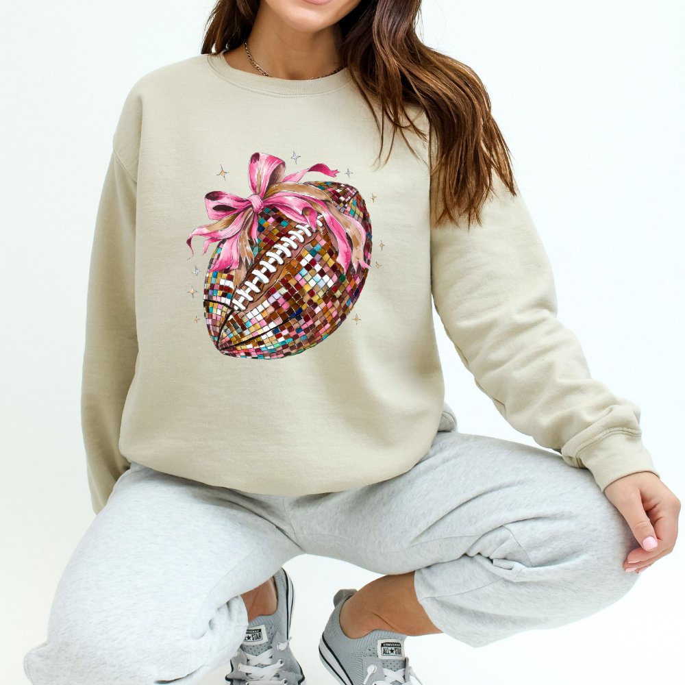 Pink Bow Football Sweatshirt Coquette Sweater Sweater