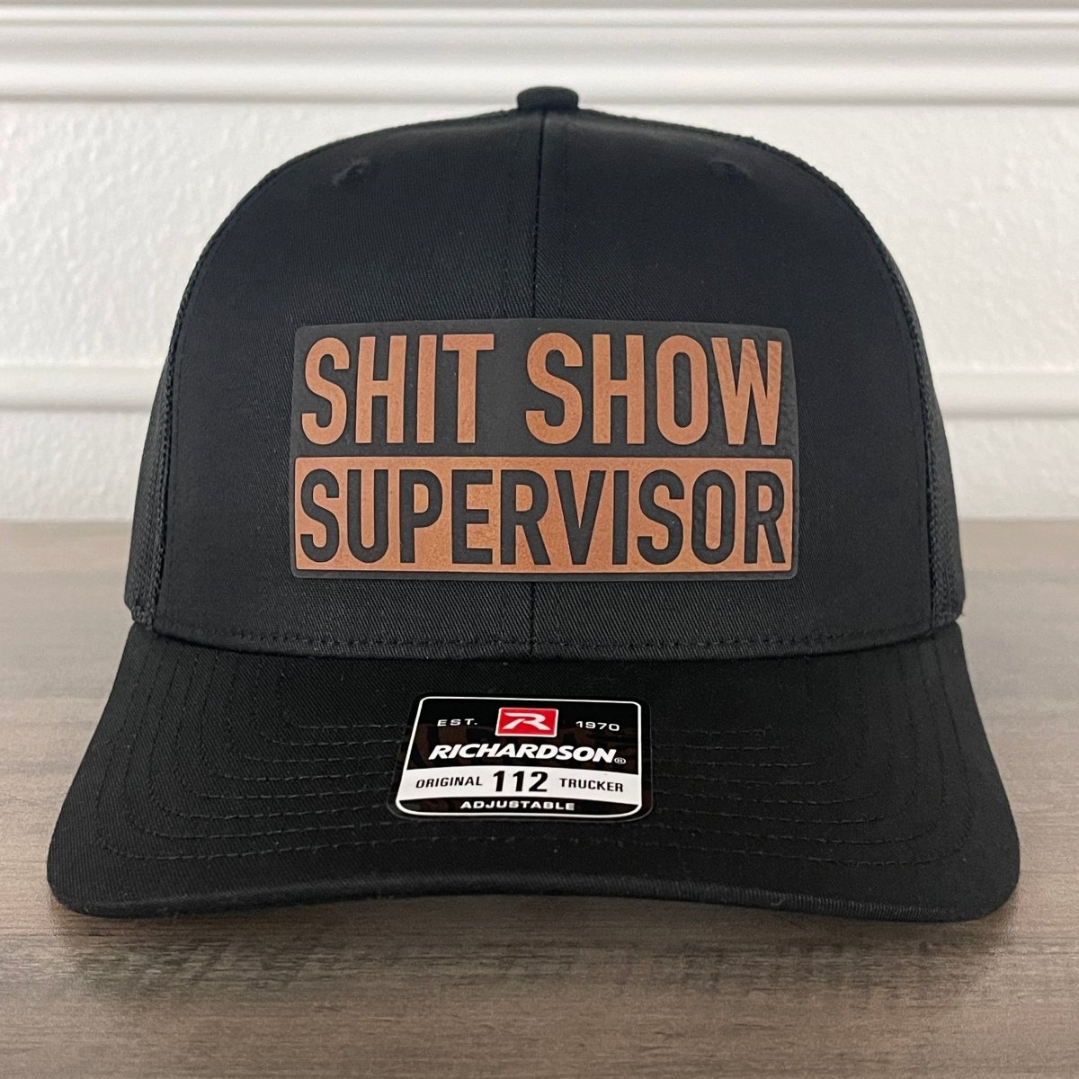 SH*T SHOW SUPERVISOR Funny Leather Patch Hat Black Patch Hat - VividEditions