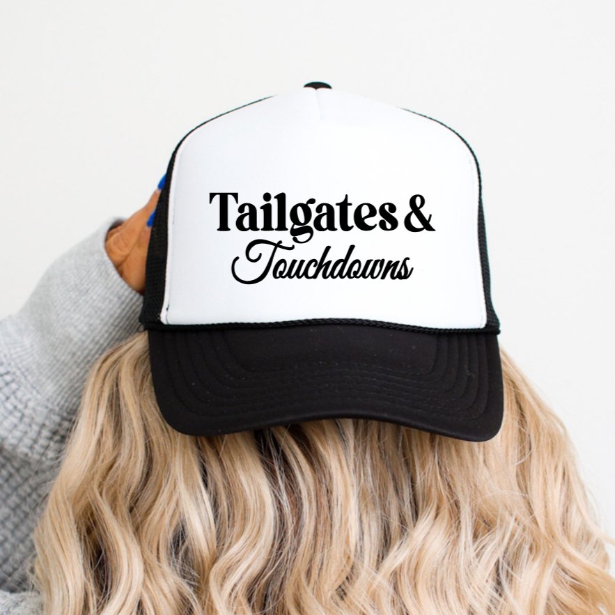 Tailgates & Touchdowns Football Season Classic Foam Trucker Hat White/Black Trucker Hat