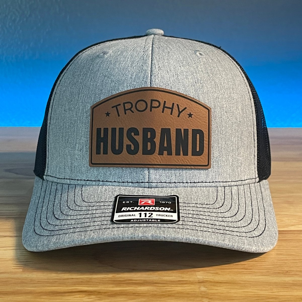 TROPHY HUSBAND Funny Leather Patch Hat Patch Hat - VividEditions