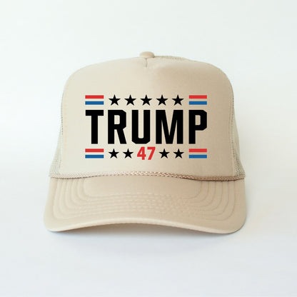 Trump 47 Classic Foam Trucker Hat Khaki Trucker Hat