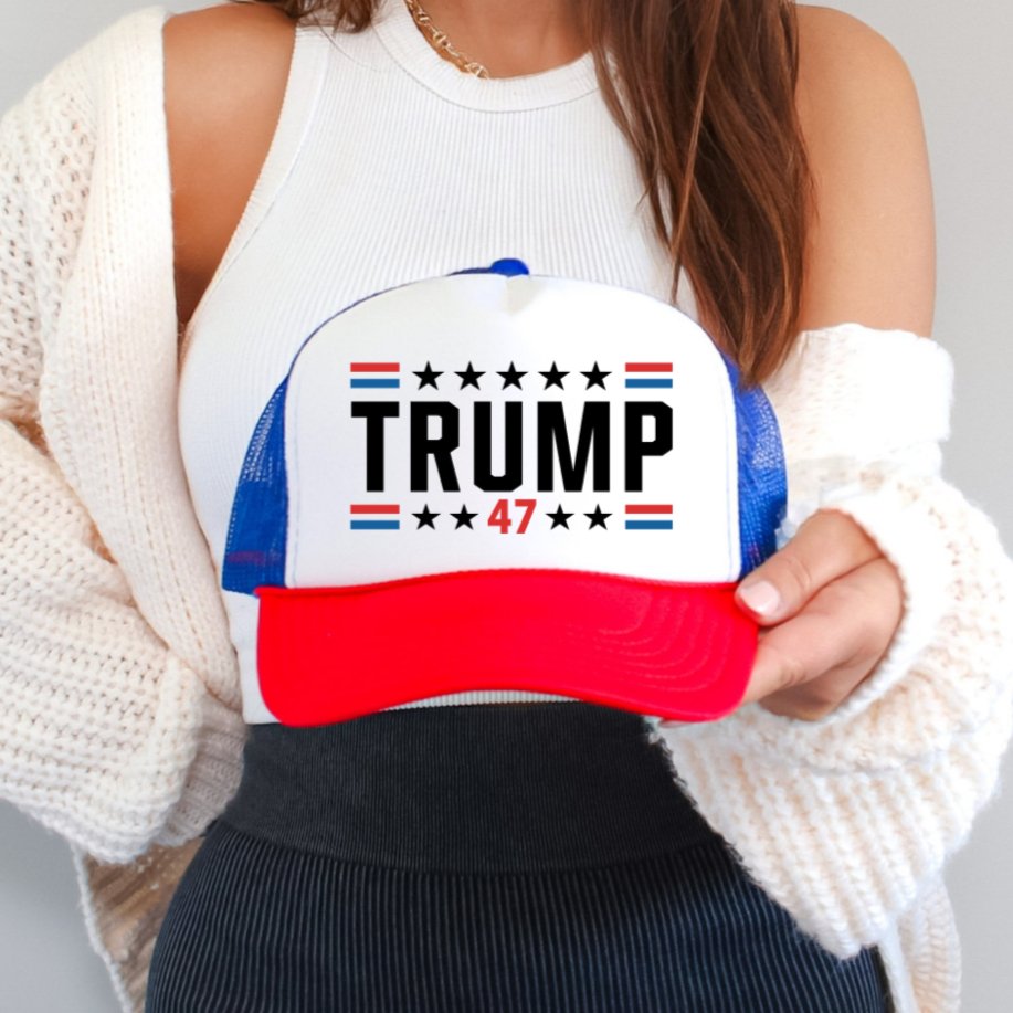 Trump 47 Classic Foam Trucker Hat Red White & Blue Trucker Hat