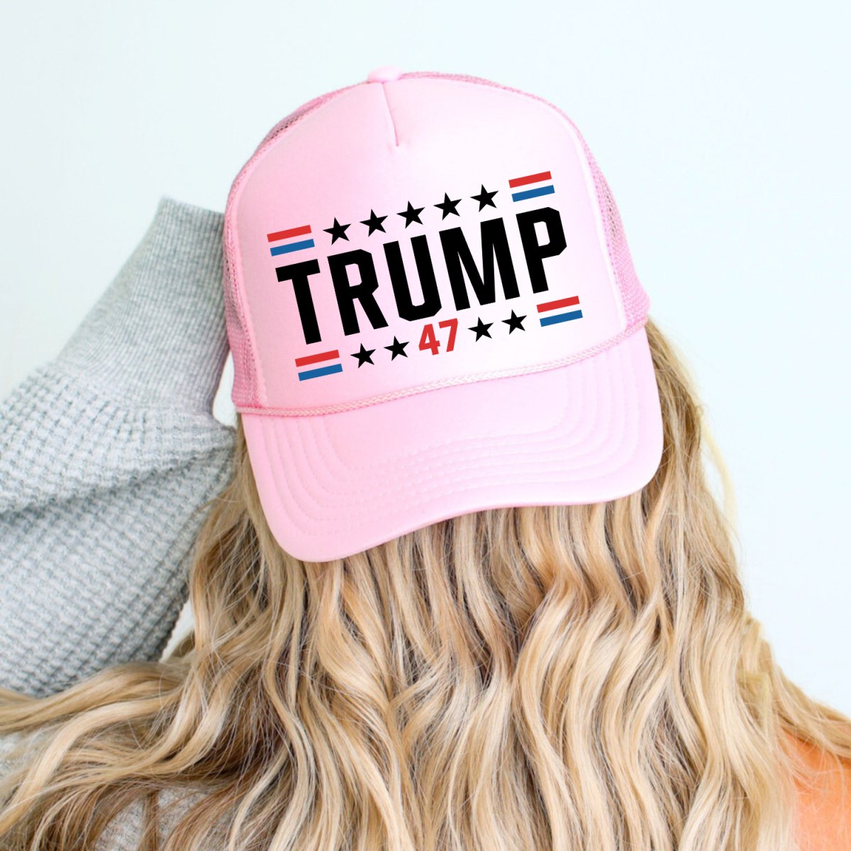 Trump 47 Hat Classic Foam Trucker Hat Light Pink Trucker Hat