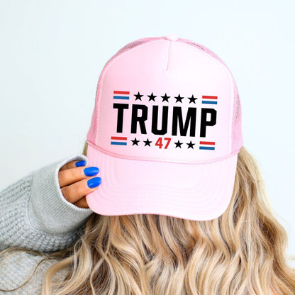 Trump 47 Hat Classic Foam Trucker Hat Light Pink Trucker Hat