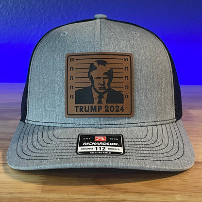 TRUMP MUGSHOT 2024 Leather Patch Hat Patch Hat - VividEditions