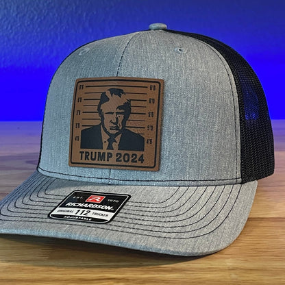 TRUMP MUGSHOT 2024 Leather Patch Hat Patch Hat - VividEditions