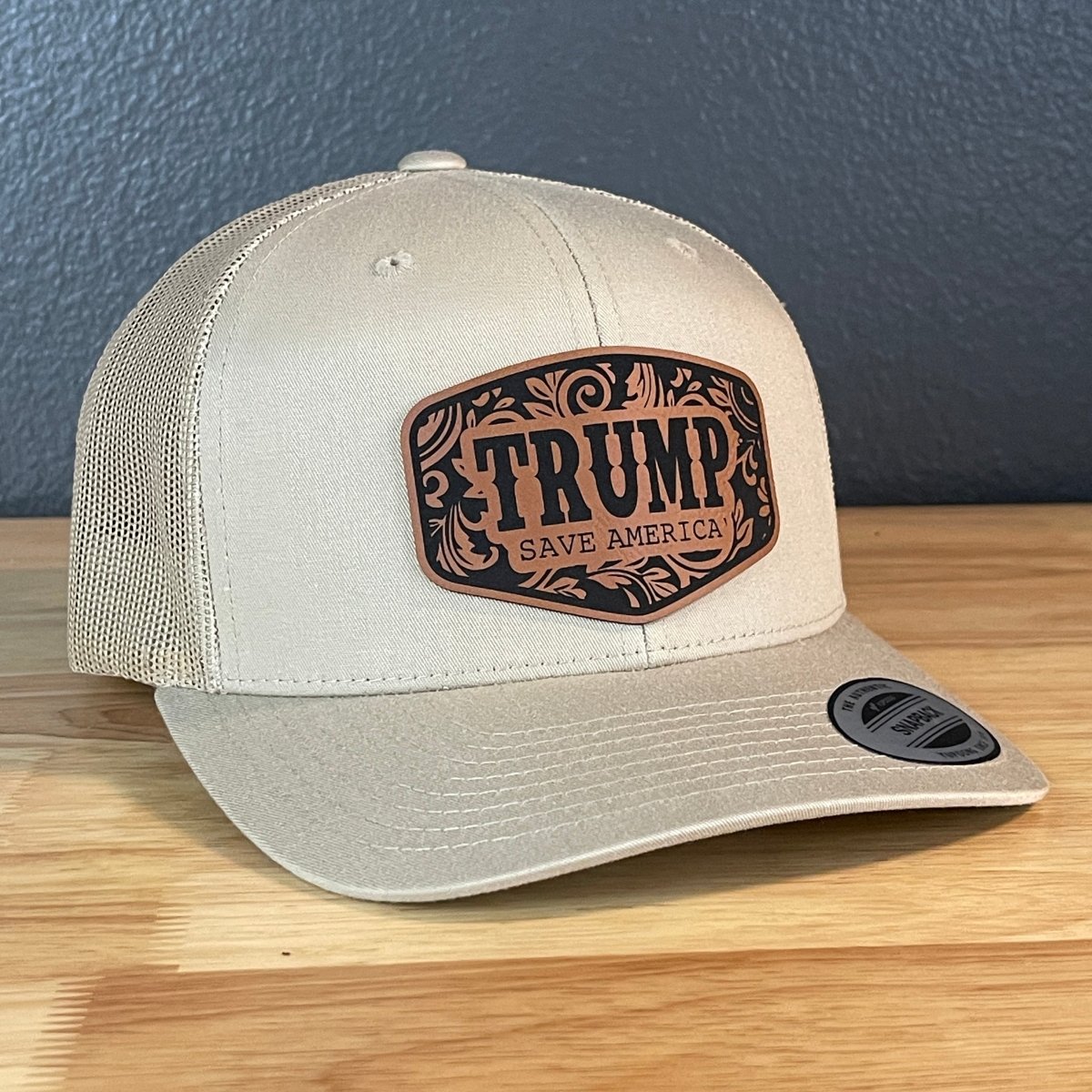 Trump Save America Patriotic Snap Back Trucker Hat Leather Patch Patch Hat