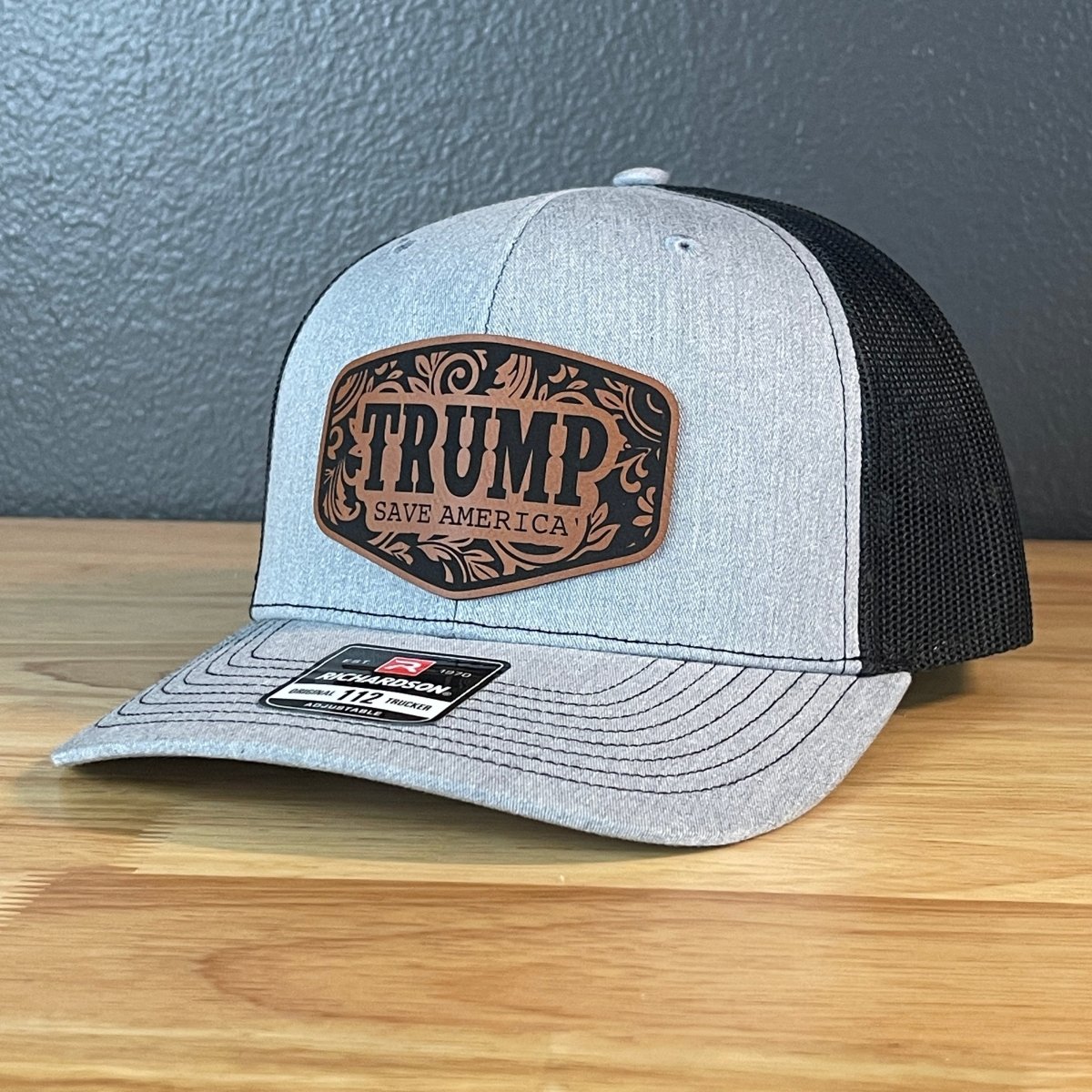 Trump Save America Patriotic Snap Back Trucker Hat Leather Patch Patch Hat