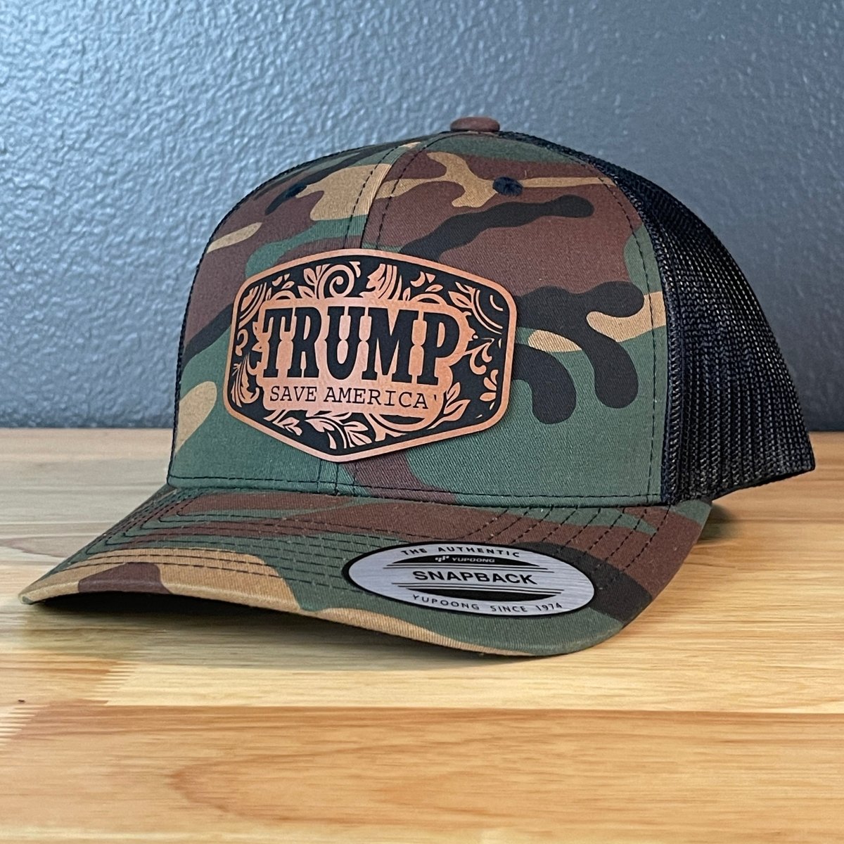 Trump Save America Patriotic Snap Back Trucker Hat Leather Patch Patch Hat