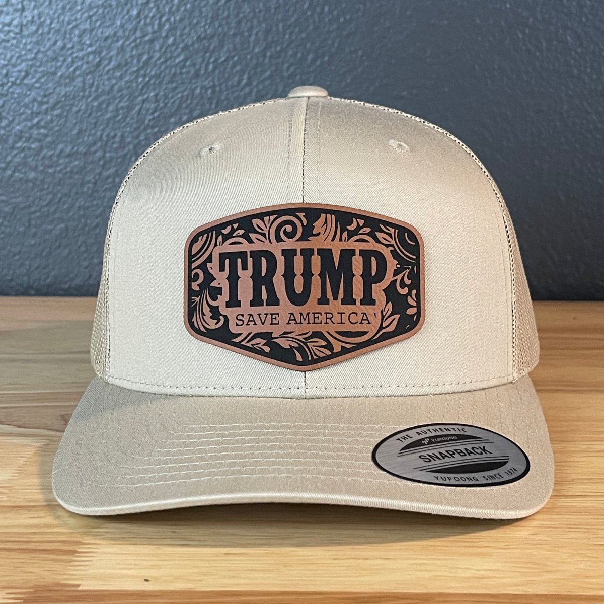 Trump Save America Patriotic Snap Back Trucker Hat Leather Patch Patch Hat