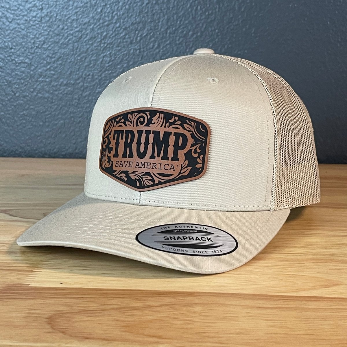 Trump Save America Patriotic Snap Back Trucker Hat Leather Patch Patch Hat