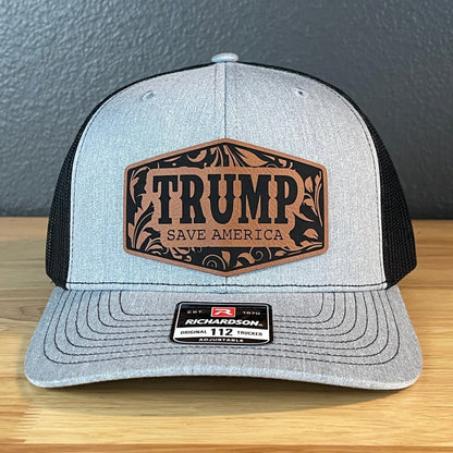 Trump Save America Snap Back Trucker Hat Leather Patch Hat Patch Hat