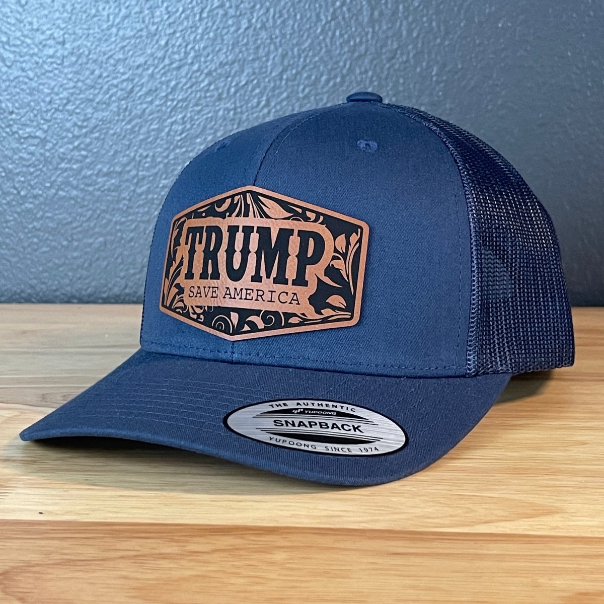 Trump Save America Snap Back Trucker Hat Leather Patch Patch Hat