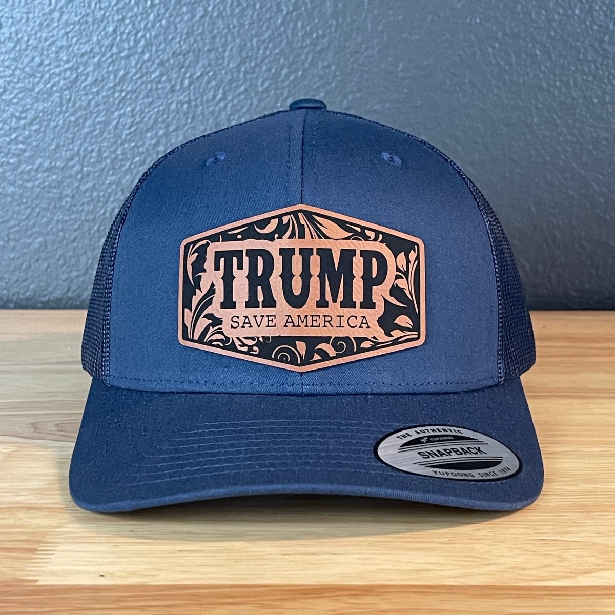 Trump Save America Snap Back Trucker Hat Leather Patch Patch Hat