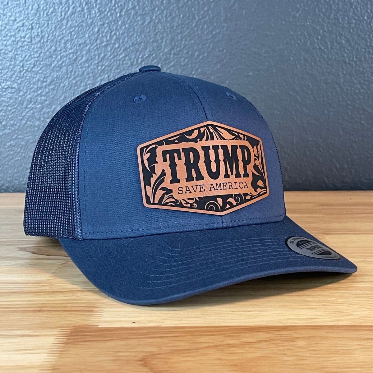 Trump Save America Snap Back Trucker Hat Leather Patch Patch Hat