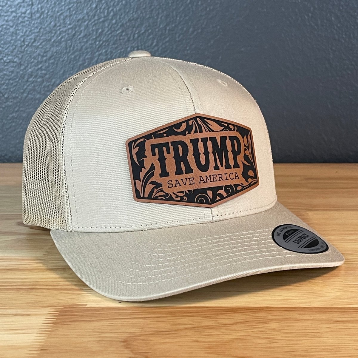 Trump Save America Snap Back Trucker Hat Leather Patch Patch Hat