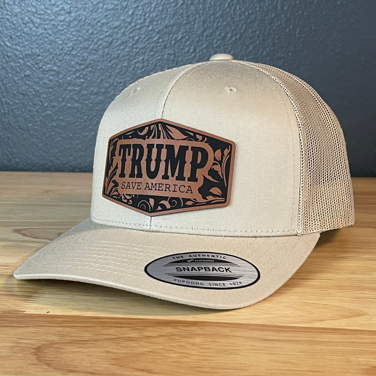 Trump Save America Snap Back Trucker Hat Leather Patch Patch Hat