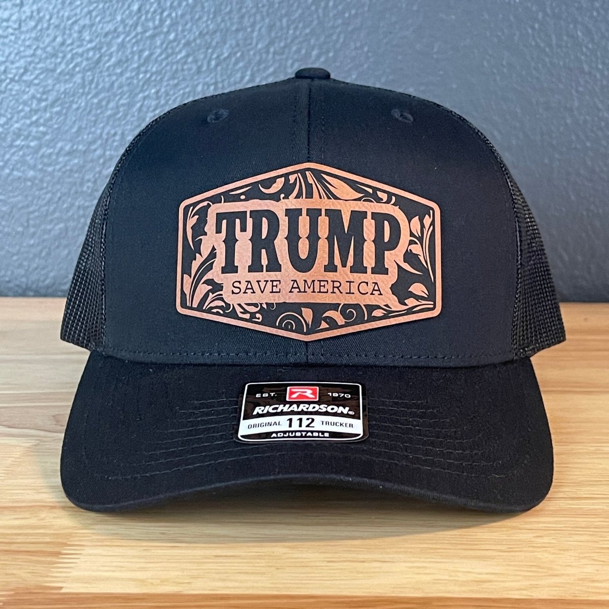 Trump Save America Snap Back Trucker Hat Leather Patch Patch Hat