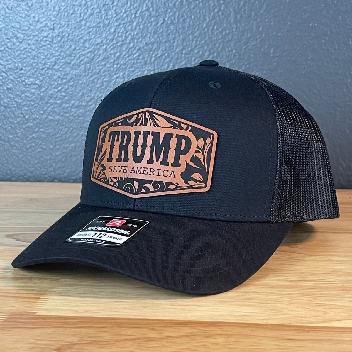 Trump Save America Snap Back Trucker Hat Leather Patch Patch Hat