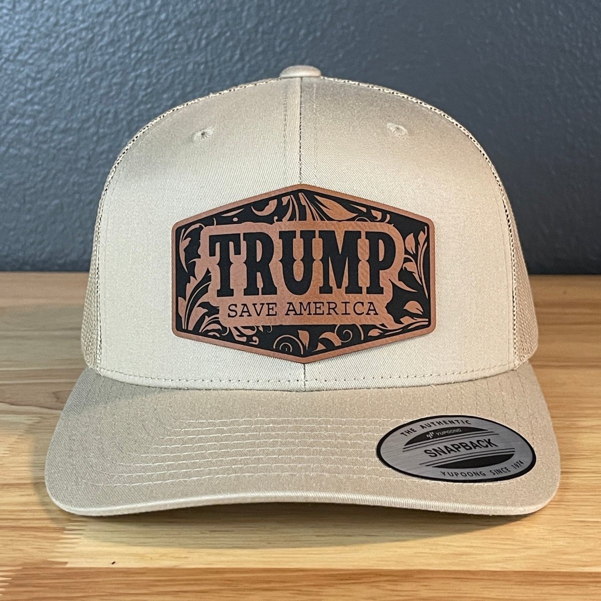 Trump Save America Snap Back Trucker Hat Leather Patch Patch Hat