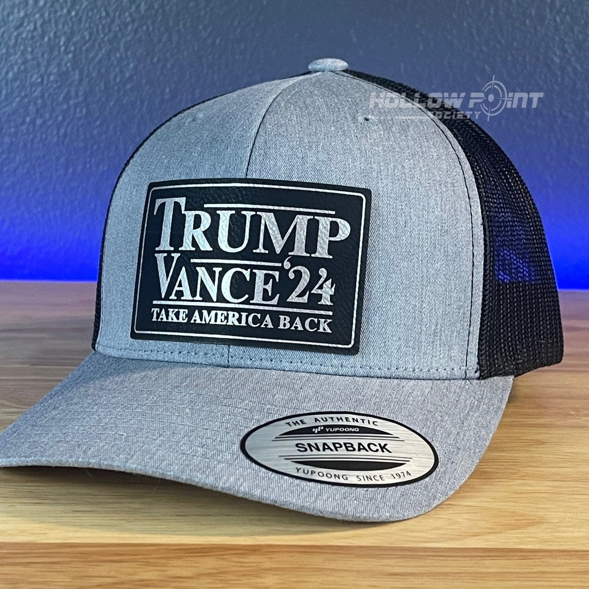 TRUMP VANCE 2024 Take America Back SnapBack Trucker Blk/Silver Leather Patch Hat Patch Hat